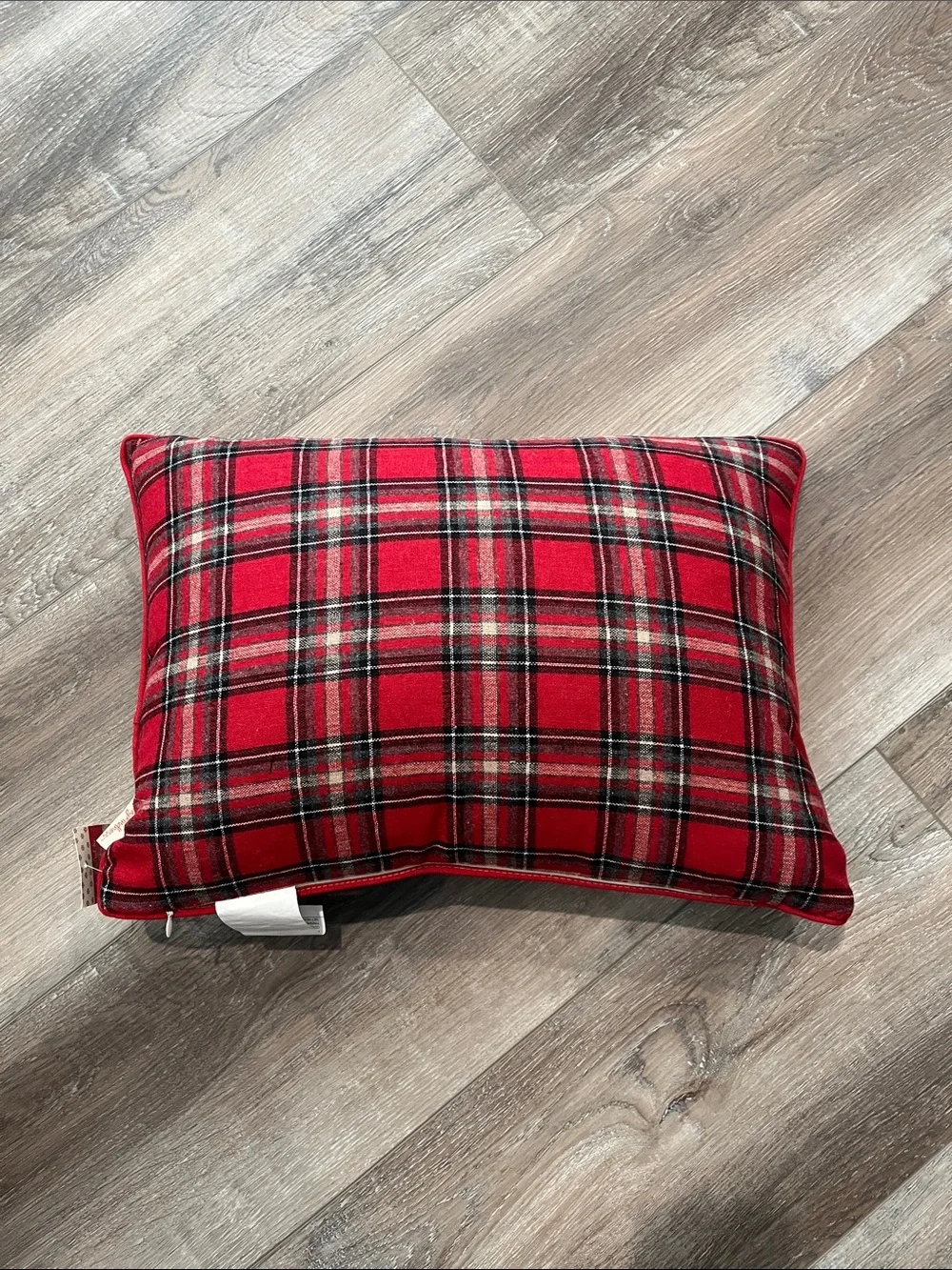 NEW Merry Christmas Red Plaid Truck Holiday Pillow